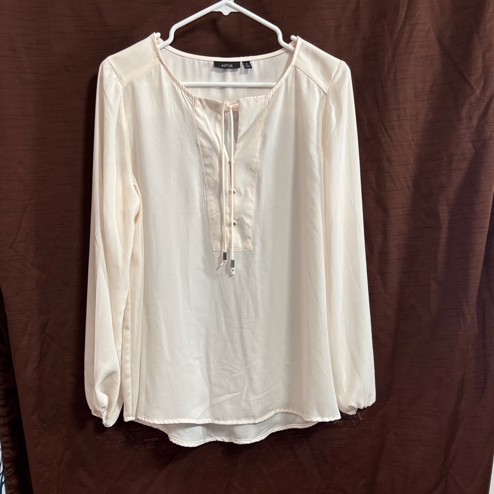 Apt. 9 Ivory Blouse with Tie Neck